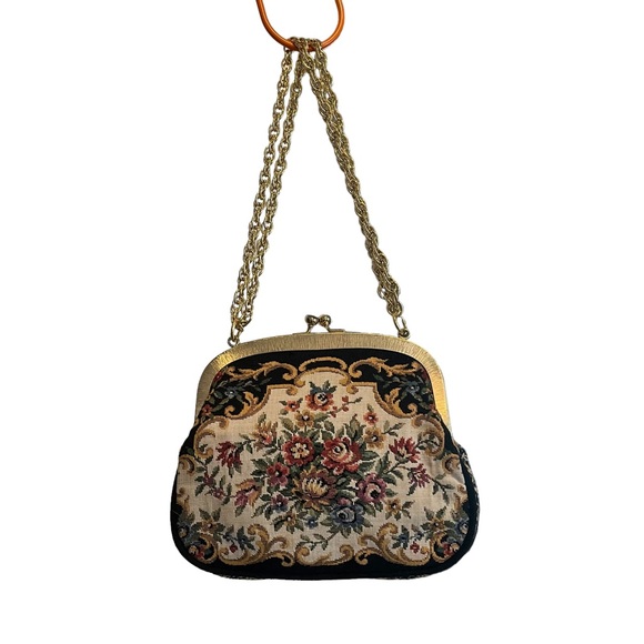 Vintage 60s Walborg mini floral tapestry evening bag - Picture 5 of 14